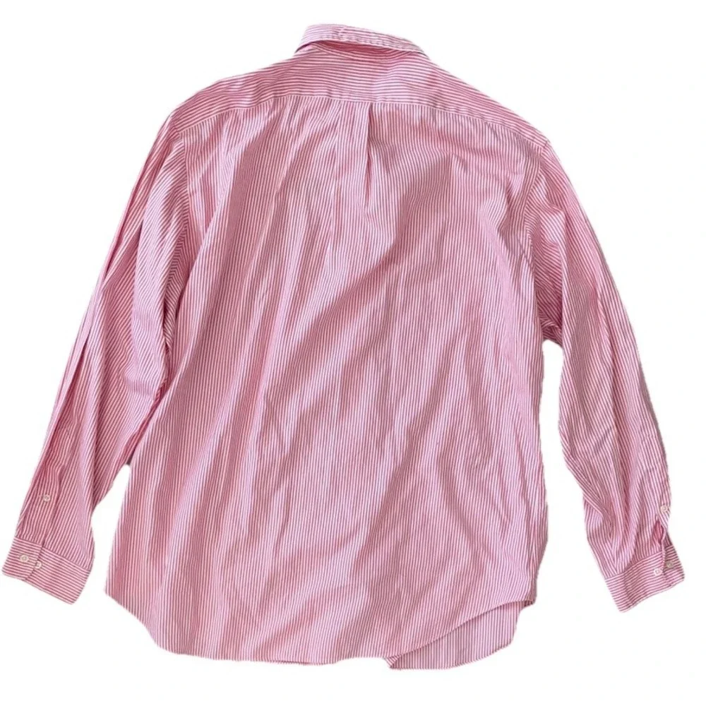 Polo Ralph Lauren XL 17 34/35 Long‎ Sleeve Pink Red Striped Button Down Classic